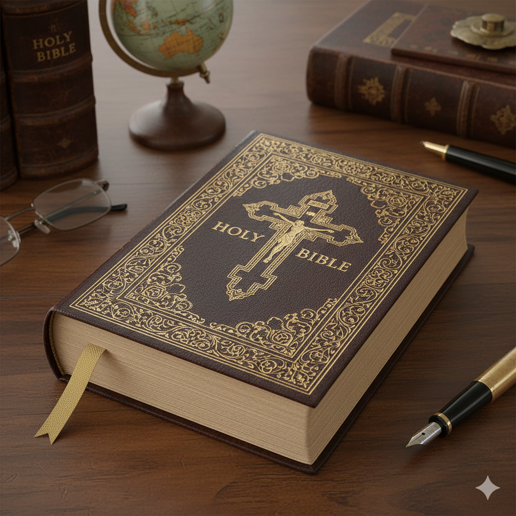 Nome de Catálogo: Biblia Sacra Vulgata – Edição de Luxo em Latim com Encadernação em Couro e Ouro